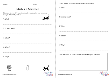 Animals stretch a sentence worksheet KS2 Animals stretch a sentence worksheet KS2