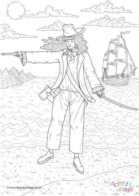 Anne Bonny colouring page 2