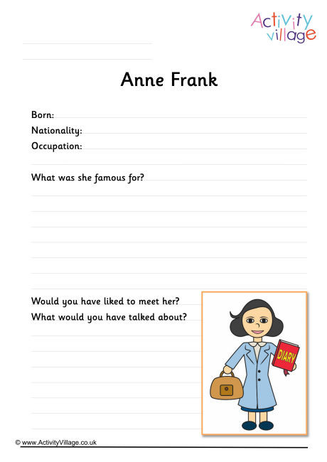 Anne Frank Worksheet