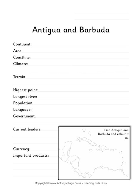 Antigua and Barbuda Fact Worksheet