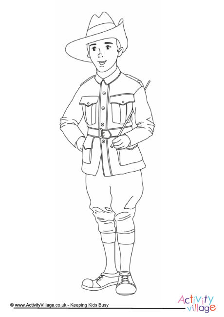 ANZAC soldier colouring page