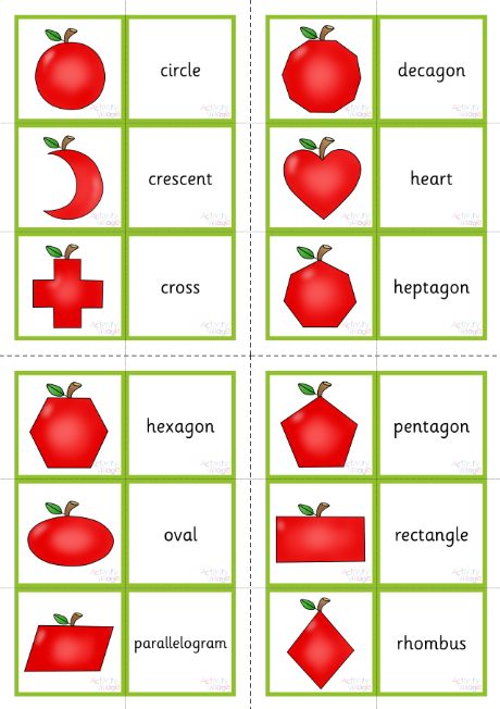 Apple 2D shapes double sided flash cards Apple 2D shapes double sided flash cards