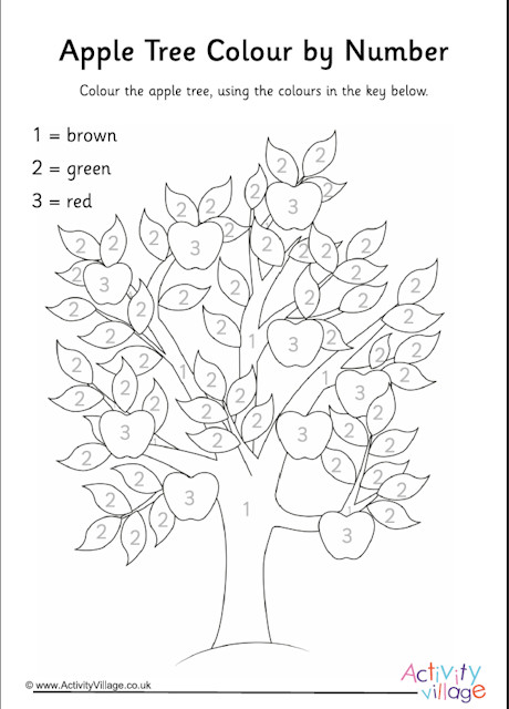 Apple tree colour by number