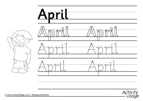 April handwriting worksheet