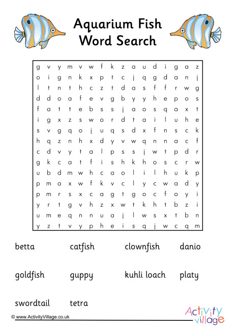 Aquarium Fish Word Search