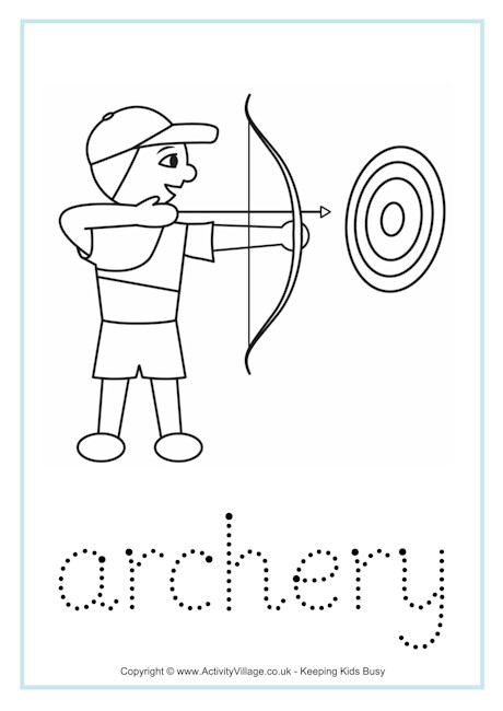 Archery tracing worksheet