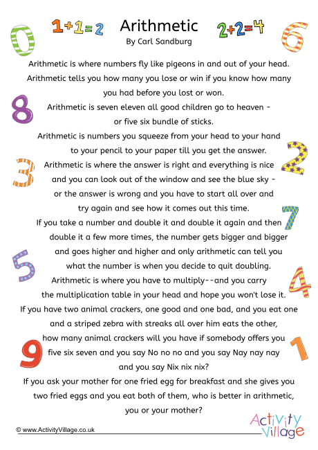 Arithmetic poem poster