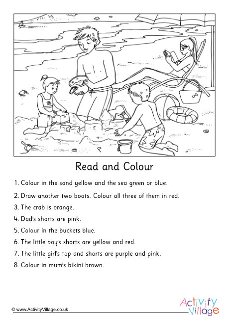 At the beach read and colour