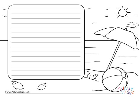 At the beach writing frame