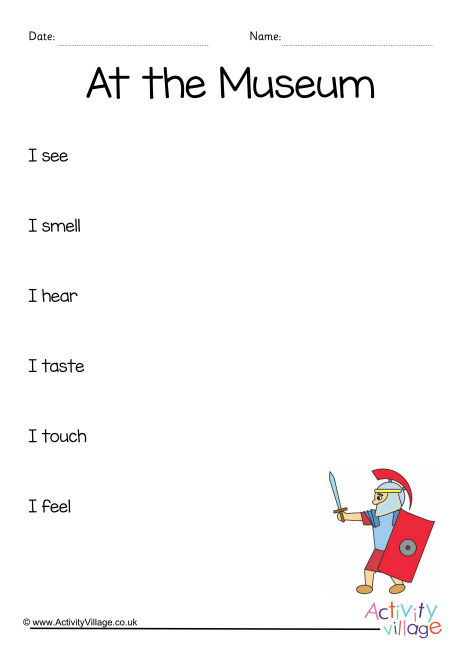 At The Museum Sensory Poem Planning Sheet
