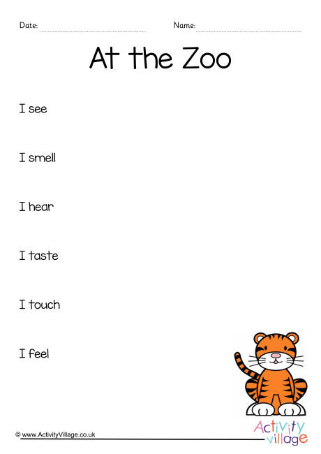 At The Zoo Sensory Poem Planning Sheet