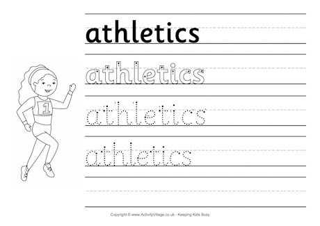 Athletics handwriting worksheet