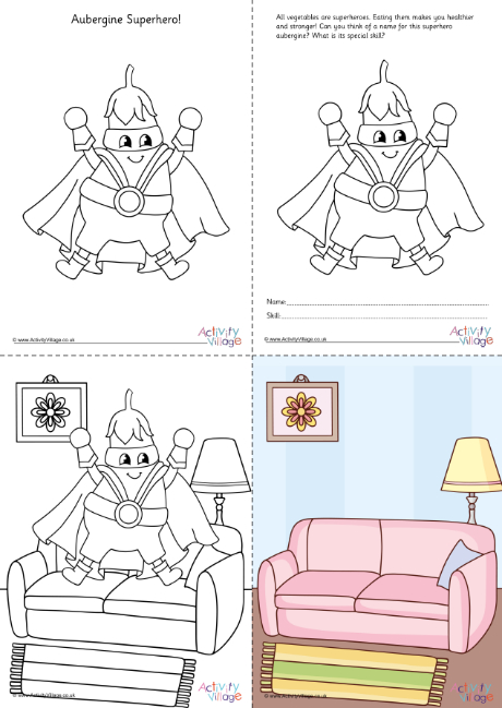 Aubergine Superhero colouring set Aubergine Superhero colouring set