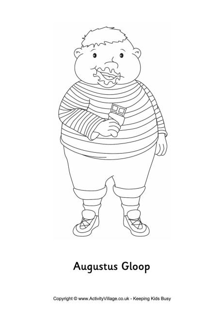 Augustus gloop colouring page