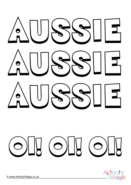 Aussie Aussie Aussie colouring page