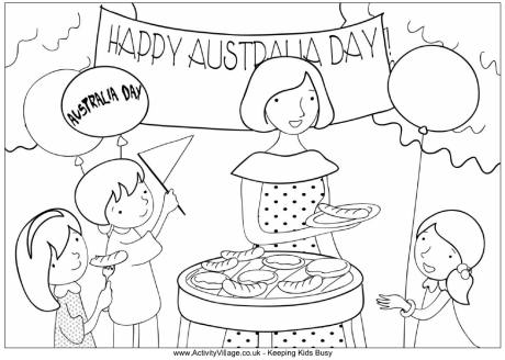 Australia Day barbecue colouring page