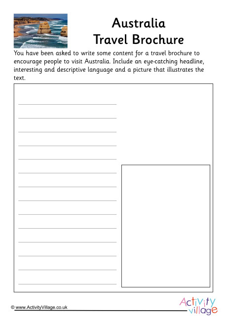 Australia Travel Brochure Worksheet