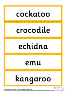 Australian Animal Vocabulary