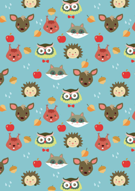 Autumn animals scrapbook paper