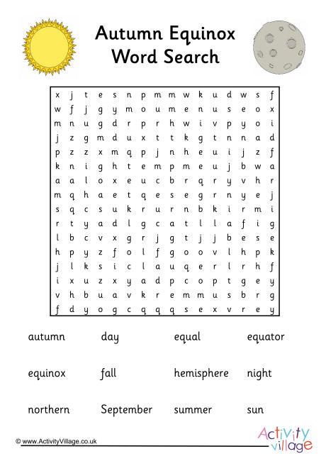 Autumn Equinox Word Search
