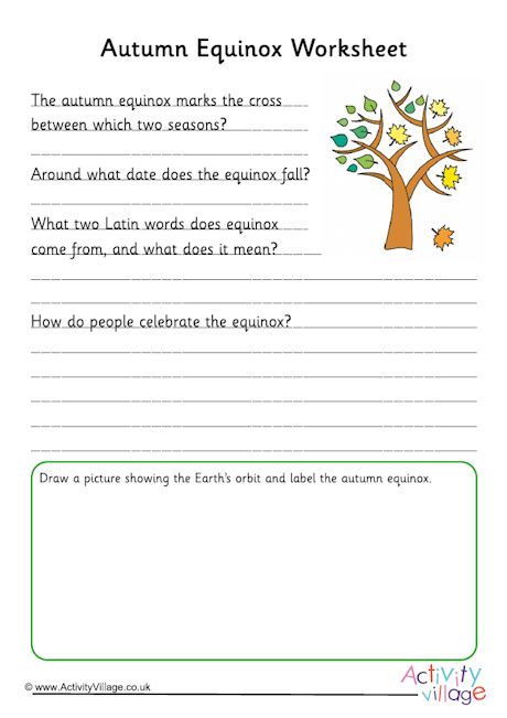 Autumn equinox worksheet