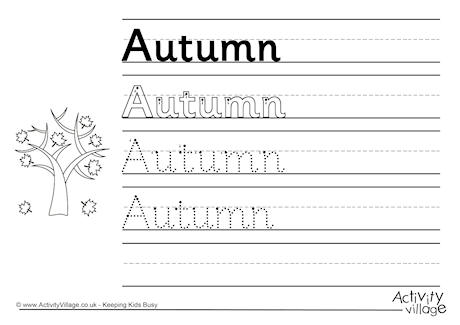 Autumn handwriting worksheet