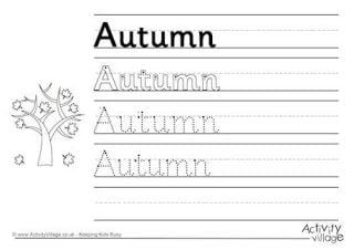 Autumn Handwriting Worksheets