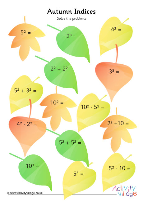 Autumn indices worksheet