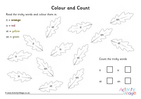 Autumn tricky word colour and count