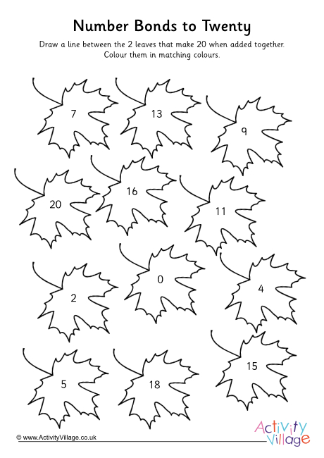Autumn leaves number bonds to 20