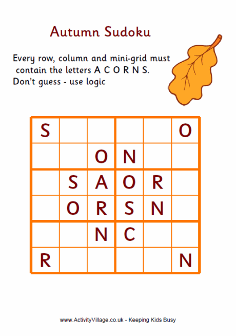 Autumn word sudoku - medium