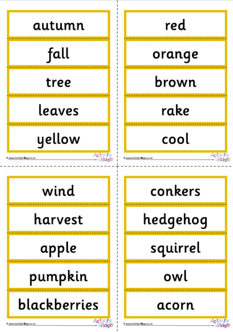 Autumn Word Cards