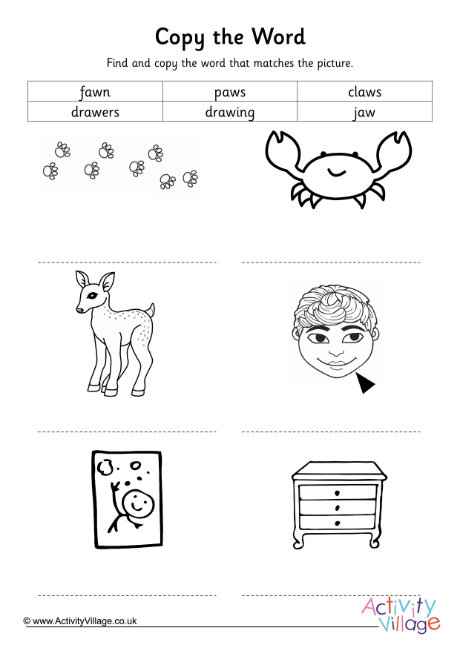 Aw Digraph Copy The Word