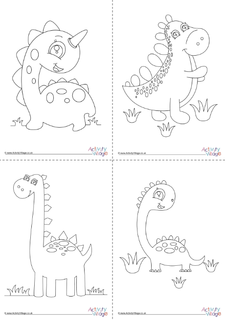 Baby dinosaurs colouring batch 1 - simple