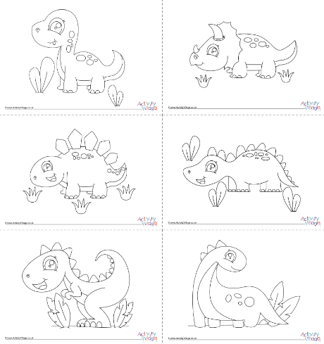 Baby dinosaurs colouring batch 2 - simple