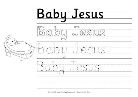 Baby Jesus handwriting worksheet