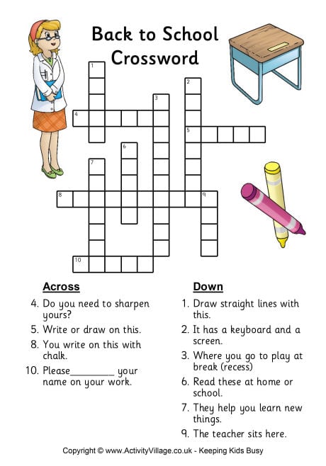 Back to school crossword