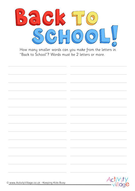 Back To School How Many Words
