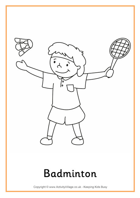 Badminton colouring page 2