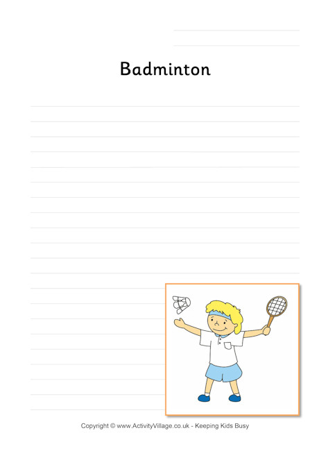 Badminton writing page