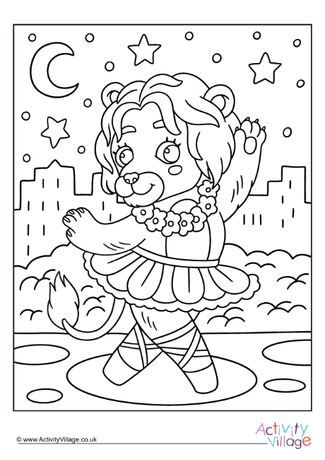 Ballet lion colouring page 2
