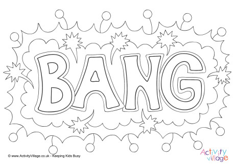 Bang Colouring Page