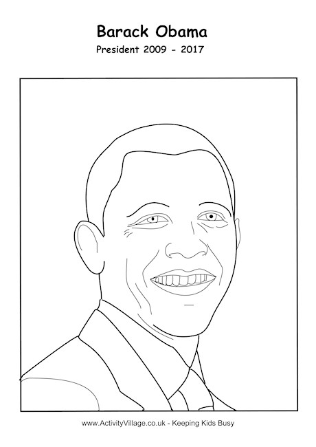 Barack Obama Colouring Page  
