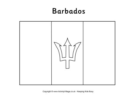 Barbados flag colouring page