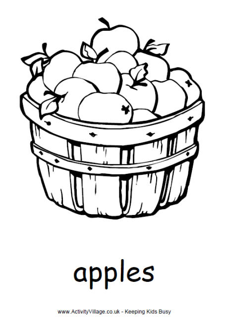 Basket of Apples Colouring Page