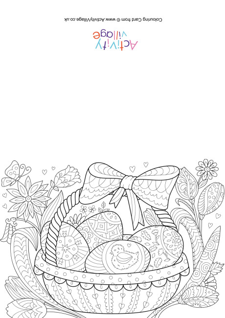Basket of Easter eggs colouring card