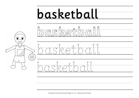 Basketball Handwriting Worksheet