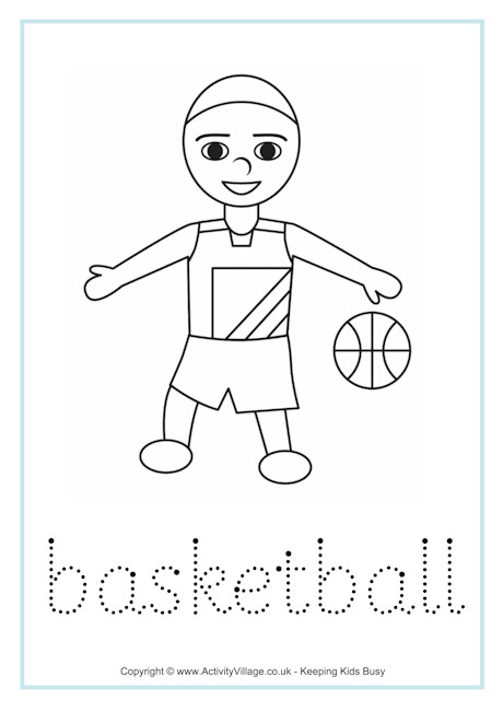 Basketball tracing worksheet