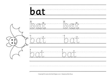 Bat handwriting worksheet