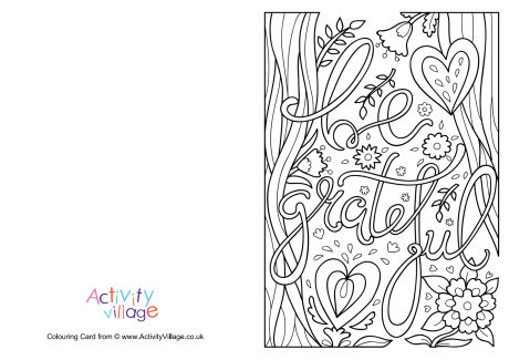 Be grateful colouring card